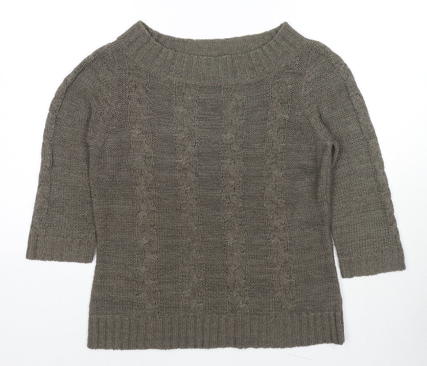 BHS Womens Brown Boat Neck Acrylic Pullover Jumper Size 14