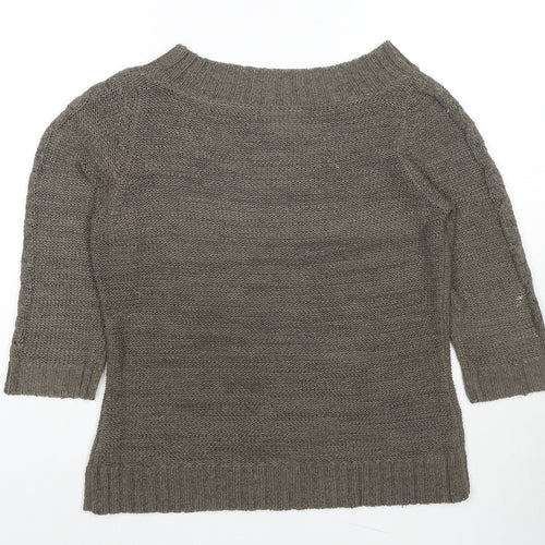 BHS Womens Brown Boat Neck Acrylic Pullover Jumper Size 14