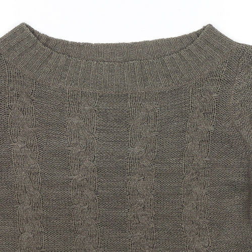 BHS Womens Brown Boat Neck Acrylic Pullover Jumper Size 14