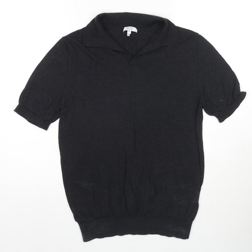 Reiss Womens Black Wool Jersey Polo Size M Collared