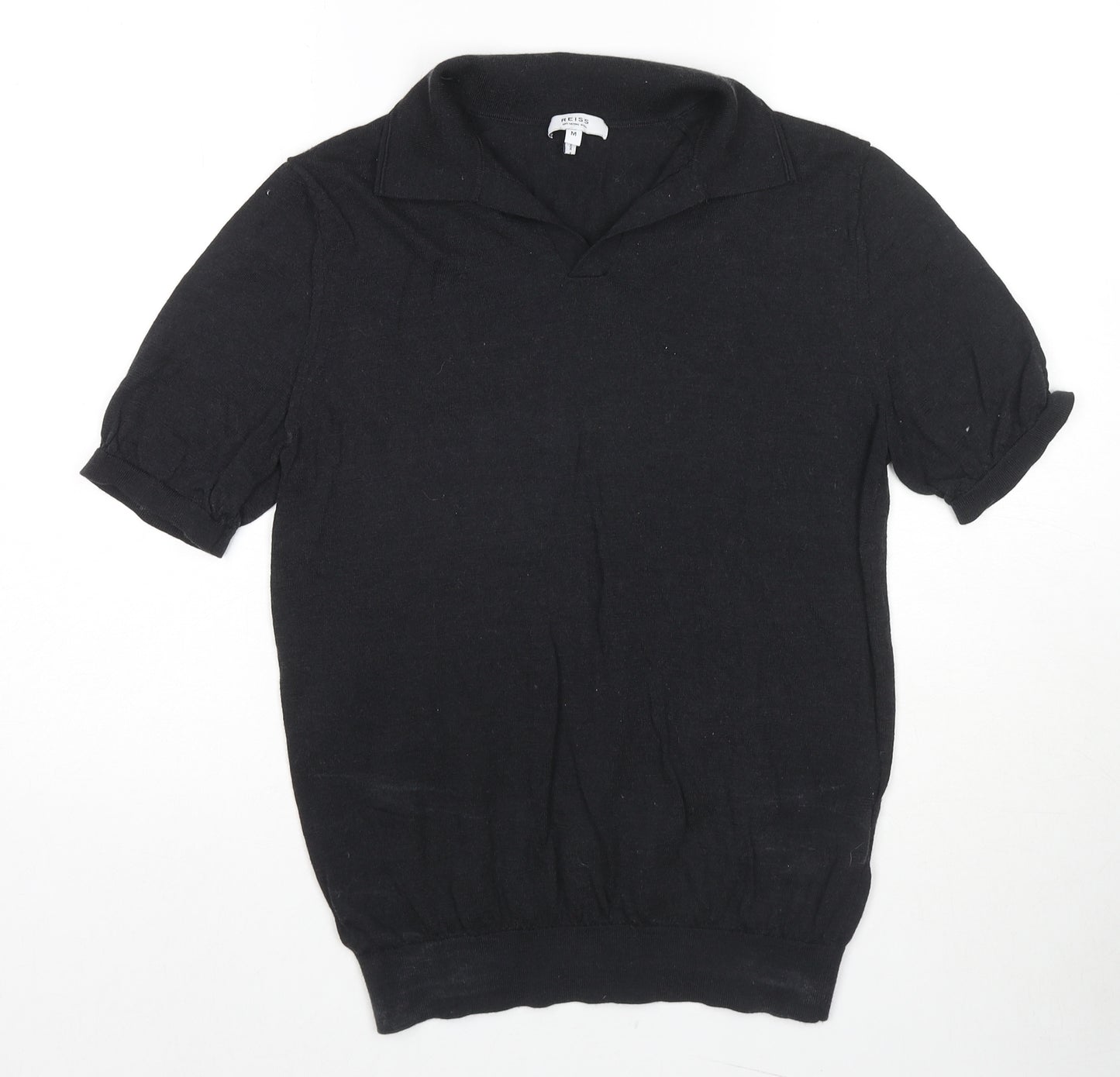 Reiss Womens Black Wool Jersey Polo Size M Collared
