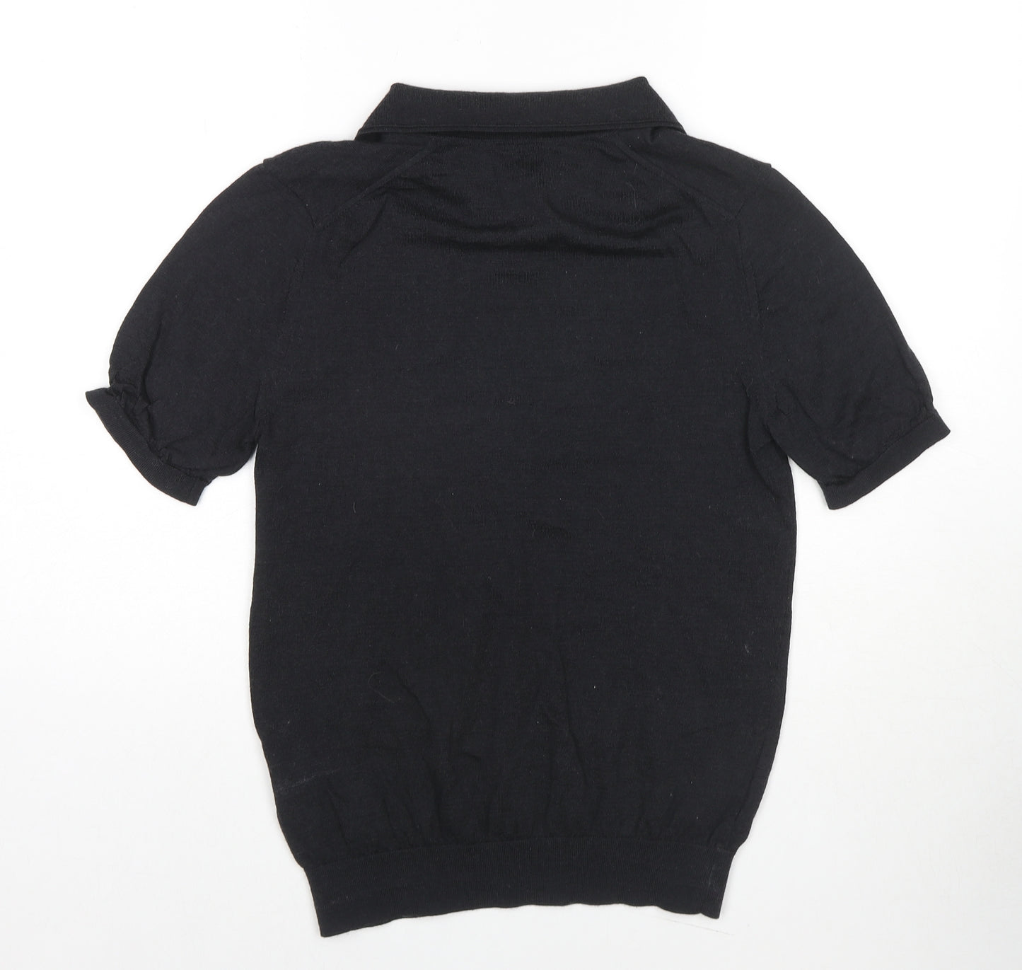 Reiss Womens Black Wool Jersey Polo Size M Collared