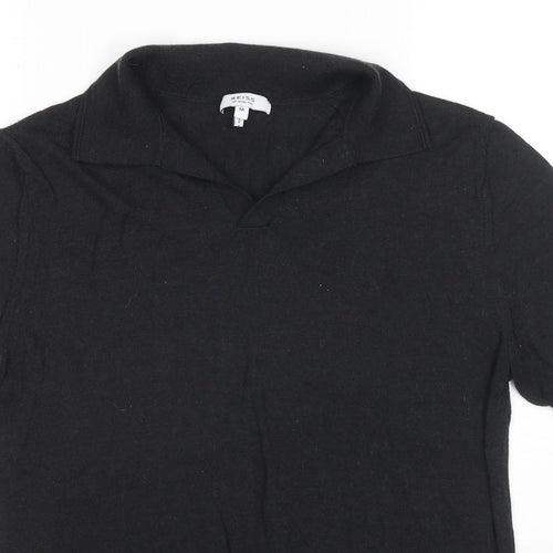 Reiss Womens Black Wool Jersey Polo Size M Collared
