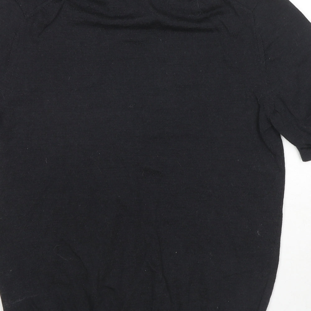 Reiss Womens Black Wool Jersey Polo Size M Collared