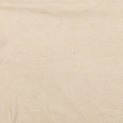 Brave Soul Womens Beige Collared Acetate Pullover Jumper Size L - Pearl Detail