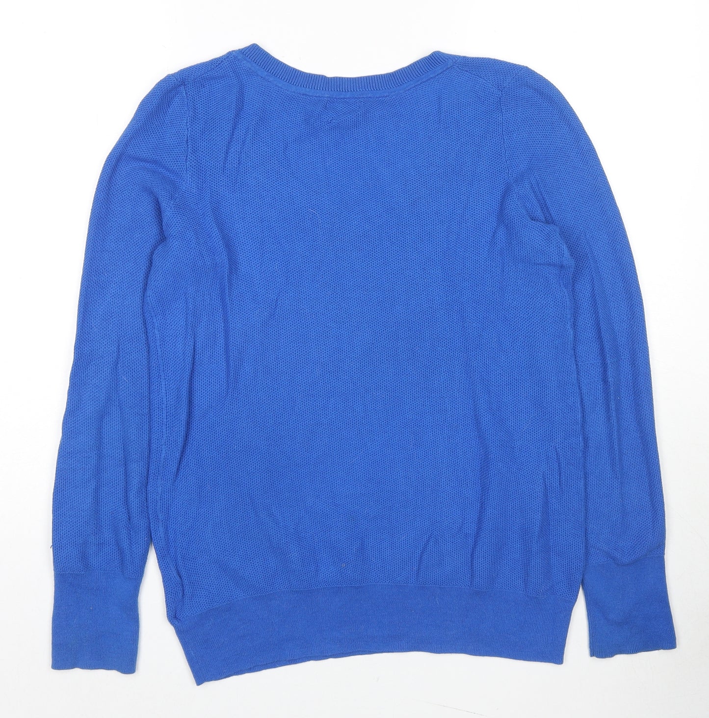 Gap Mens Blue V-Neck Cotton Pullover Jumper Size M Long Sleeve