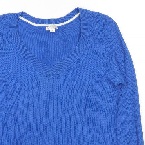 Gap Mens Blue V-Neck Cotton Pullover Jumper Size M Long Sleeve