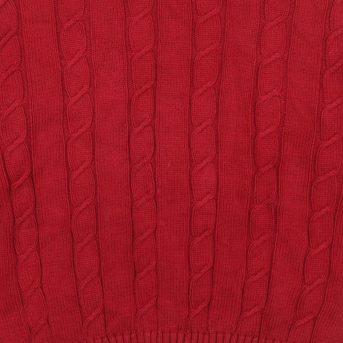 St Michael Womens Red V-Neck Cotton Cardigan Jumper Size 14