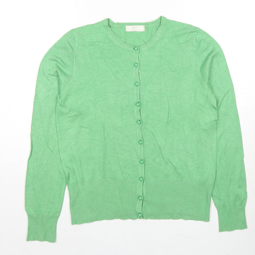 Marks and Spencer Womens Green V-Neck Viscose Cardigan Jumper Size 14