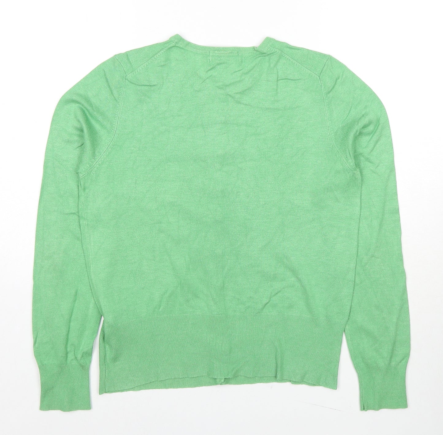 Marks and Spencer Womens Green V-Neck Viscose Cardigan Jumper Size 14