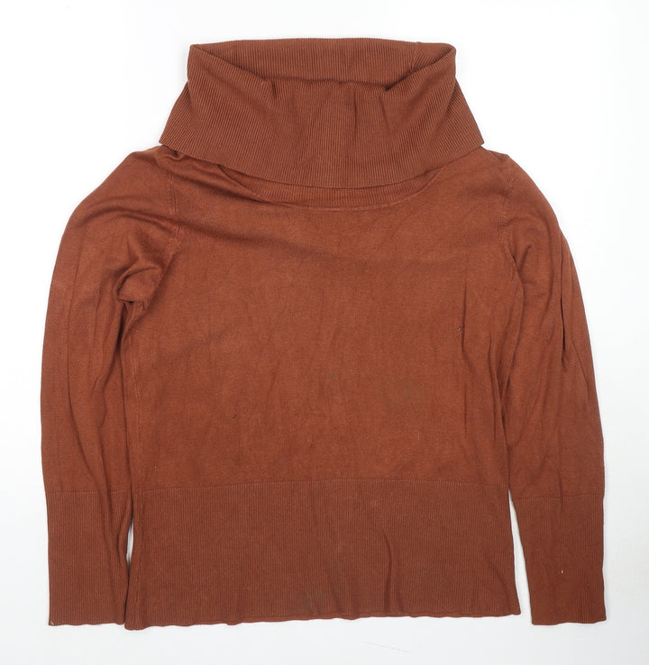 Soyaconcept Womens Brown Roll Neck Viscose Pullover Jumper Size 2XL