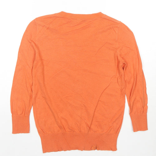 Oasis Womens Orange Crew Neck Cotton Cardigan Jumper Size S
