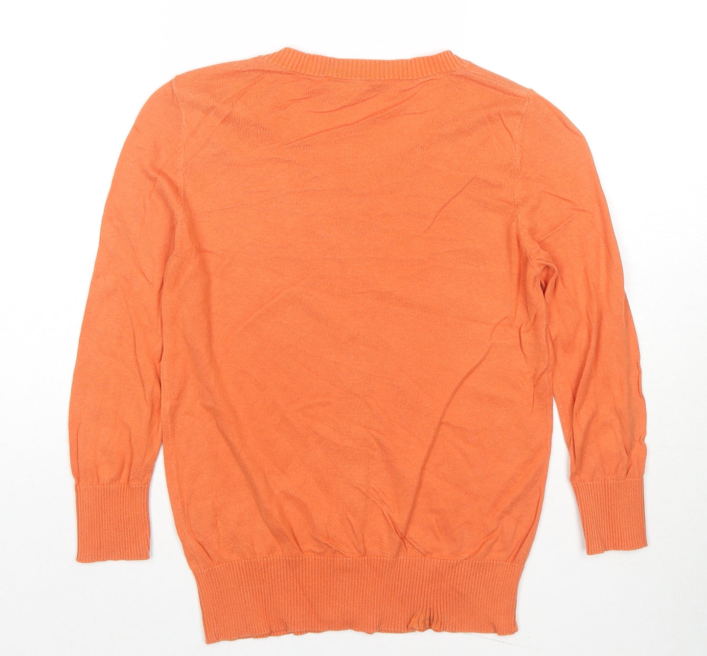 Oasis Womens Orange Crew Neck Cotton Cardigan Jumper Size S