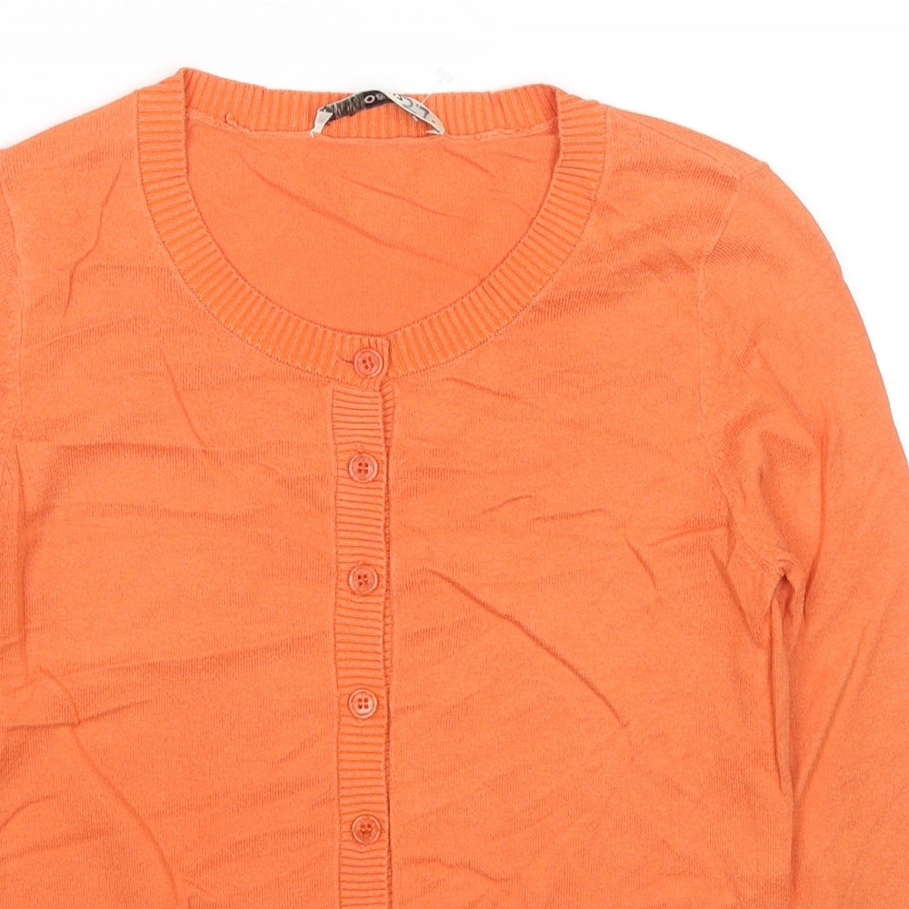 Oasis Womens Orange Crew Neck Cotton Cardigan Jumper Size S