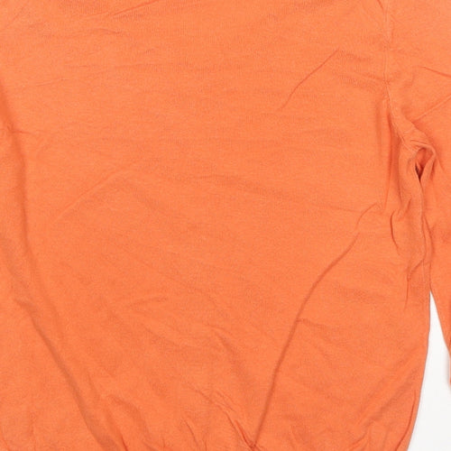 Oasis Womens Orange Crew Neck Cotton Cardigan Jumper Size S
