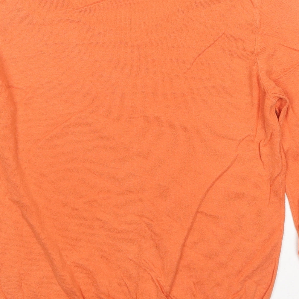 Oasis Womens Orange Crew Neck Cotton Cardigan Jumper Size S