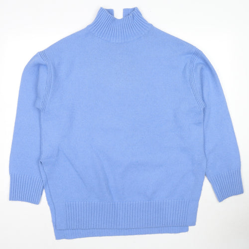 H&M Womens Blue Mock Neck Acrylic Tunic Jumper Size M