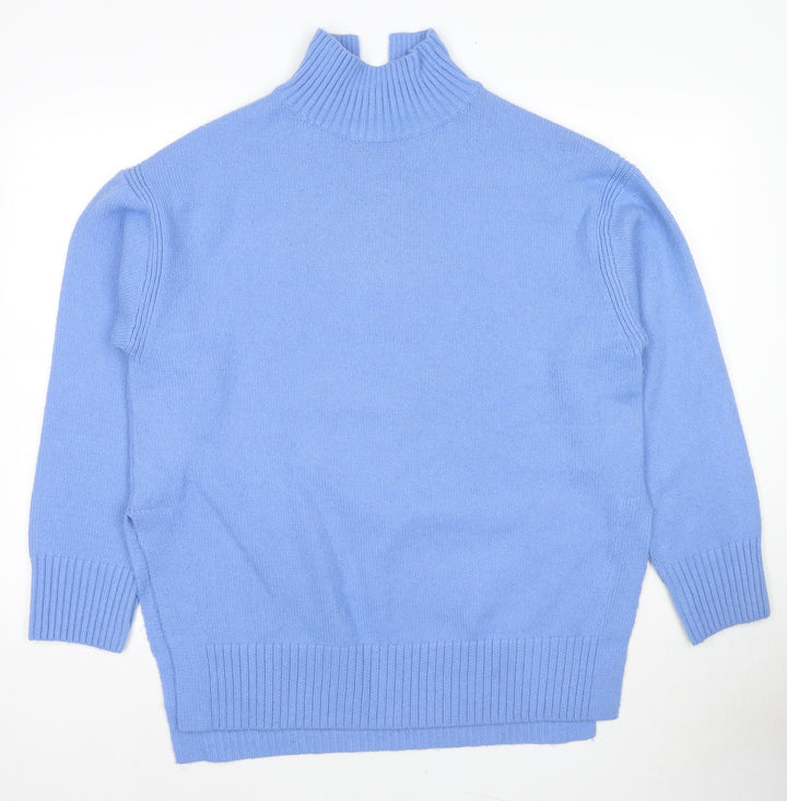 H&M Womens Blue Mock Neck Acrylic Tunic Jumper Size M