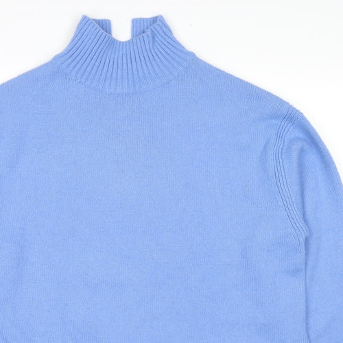 H&M Womens Blue Mock Neck Acrylic Tunic Jumper Size M