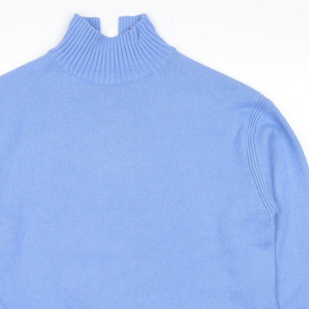 H&M Womens Blue Mock Neck Acrylic Tunic Jumper Size M