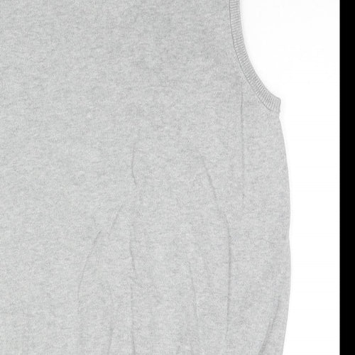Blue Harbour Mens Grey V-Neck Cotton Vest Jumper Size L Sleeveless
