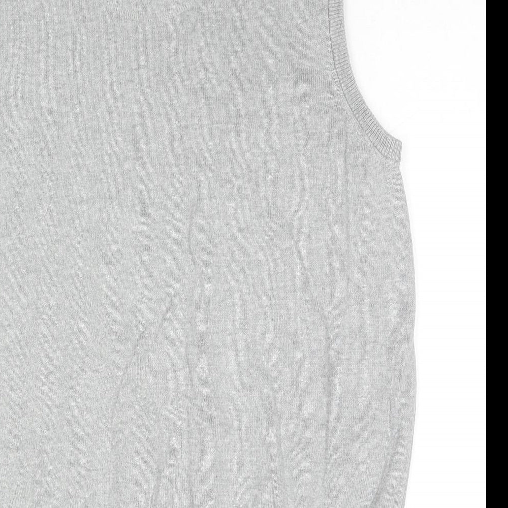 Blue Harbour Mens Grey V-Neck Cotton Vest Jumper Size L Sleeveless