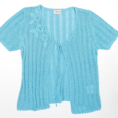 TayBerry Womens Blue V-Neck Acrylic Cardigan Jumper Size S