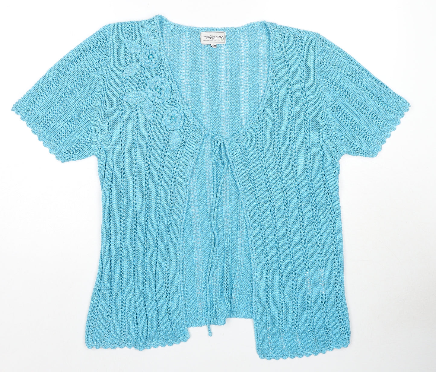 TayBerry Womens Blue V-Neck Acrylic Cardigan Jumper Size S