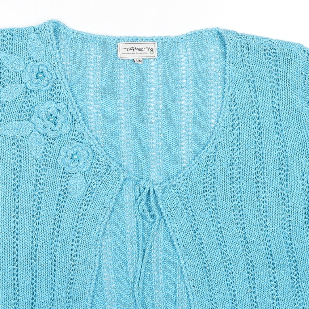 TayBerry Womens Blue V-Neck Acrylic Cardigan Jumper Size S