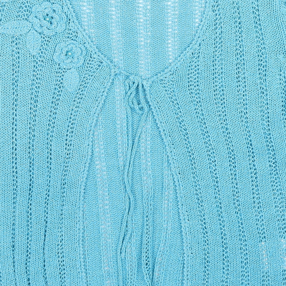 TayBerry Womens Blue V-Neck Acrylic Cardigan Jumper Size S