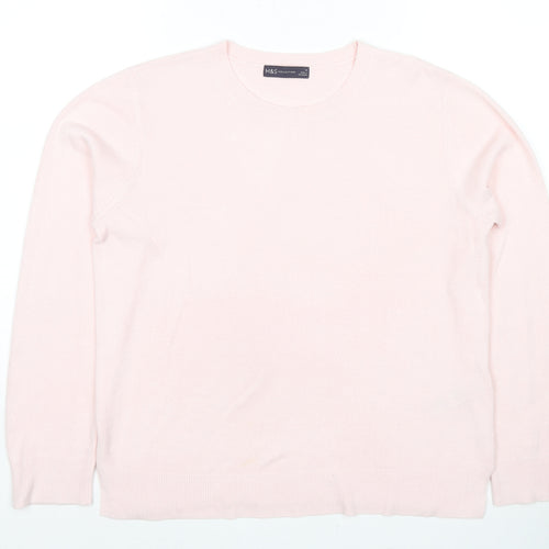 Marks and Spencer Womens Pink Round Neck Acrylic Pullover Jumper Size 14