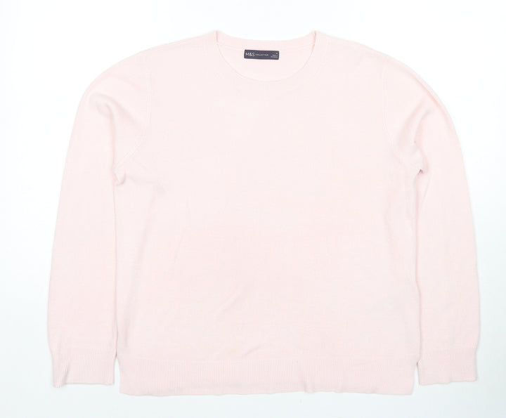 Marks and Spencer Womens Pink Round Neck Acrylic Pullover Jumper Size 14