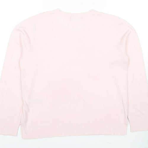 Marks and Spencer Womens Pink Round Neck Acrylic Pullover Jumper Size 14