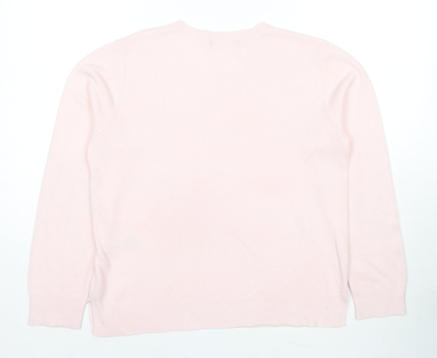 Marks and Spencer Womens Pink Round Neck Acrylic Pullover Jumper Size 14