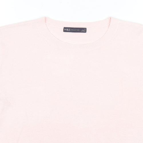 Marks and Spencer Womens Pink Round Neck Acrylic Pullover Jumper Size 14
