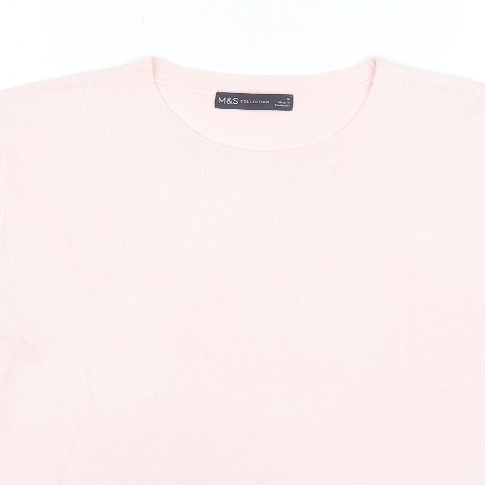 Marks and Spencer Womens Pink Round Neck Acrylic Pullover Jumper Size 14