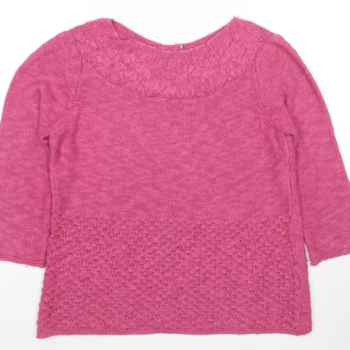 Marks and Spencer Womens Pink Round Neck Acrylic Pullover Jumper Size 12
