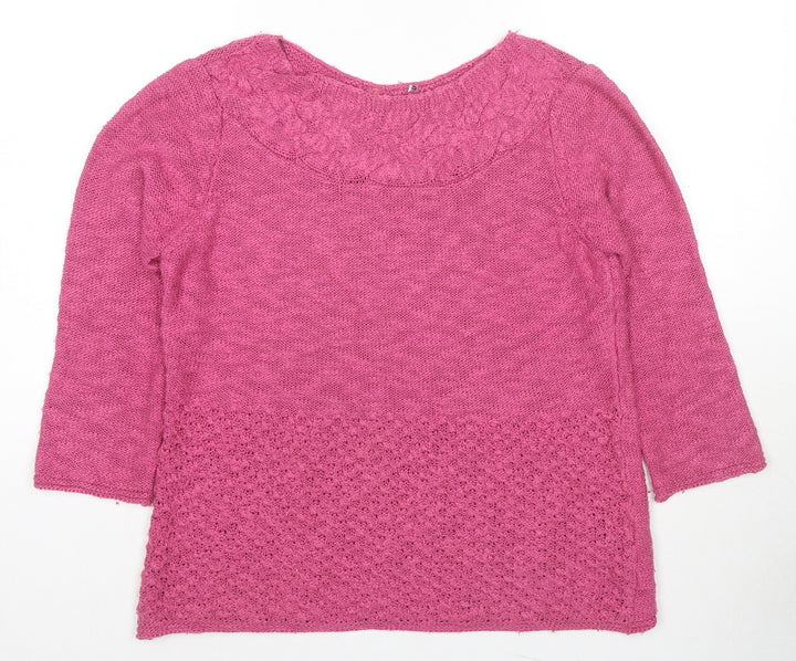 Marks and Spencer Womens Pink Round Neck Acrylic Pullover Jumper Size 12