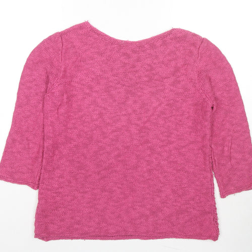 Marks and Spencer Womens Pink Round Neck Acrylic Pullover Jumper Size 12