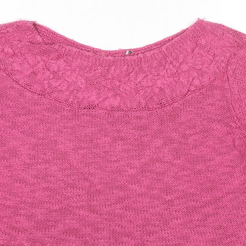 Marks and Spencer Womens Pink Round Neck Acrylic Pullover Jumper Size 12
