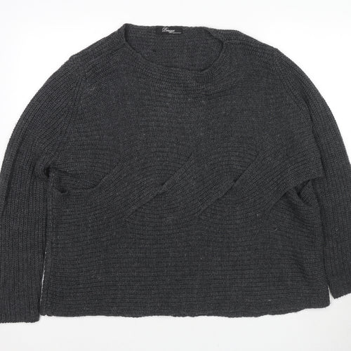Pemizzi Womens Grey Boat Neck Acrylic Pullover Jumper Size 12