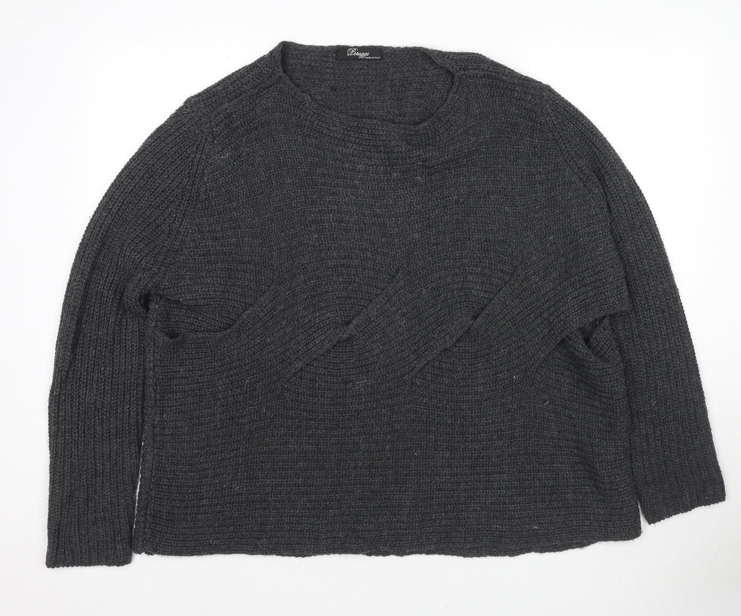 Pemizzi Womens Grey Boat Neck Acrylic Pullover Jumper Size 12