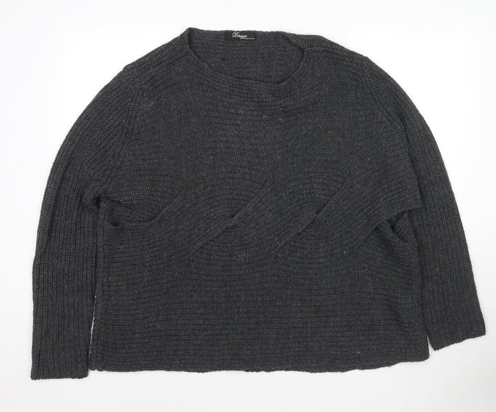 Pemizzi Womens Grey Boat Neck Acrylic Pullover Jumper Size 12