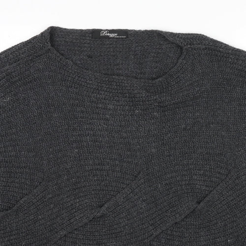 Pemizzi Womens Grey Boat Neck Acrylic Pullover Jumper Size 12