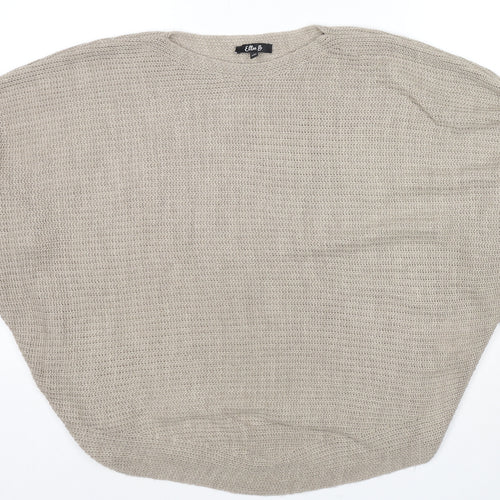 Ellie B Womens Brown Boat Neck Polyester Pullover Jumper One Size