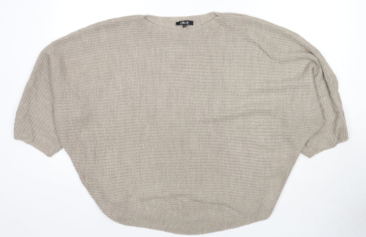 Ellie B Womens Brown Boat Neck Polyester Pullover Jumper One Size