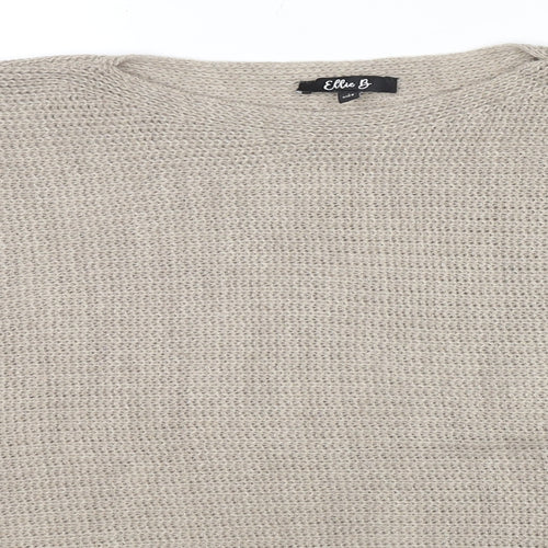 Ellie B Womens Brown Boat Neck Polyester Pullover Jumper One Size