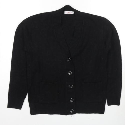 Choice Womens Black V-Neck Acrylic Cardigan Jumper Size L