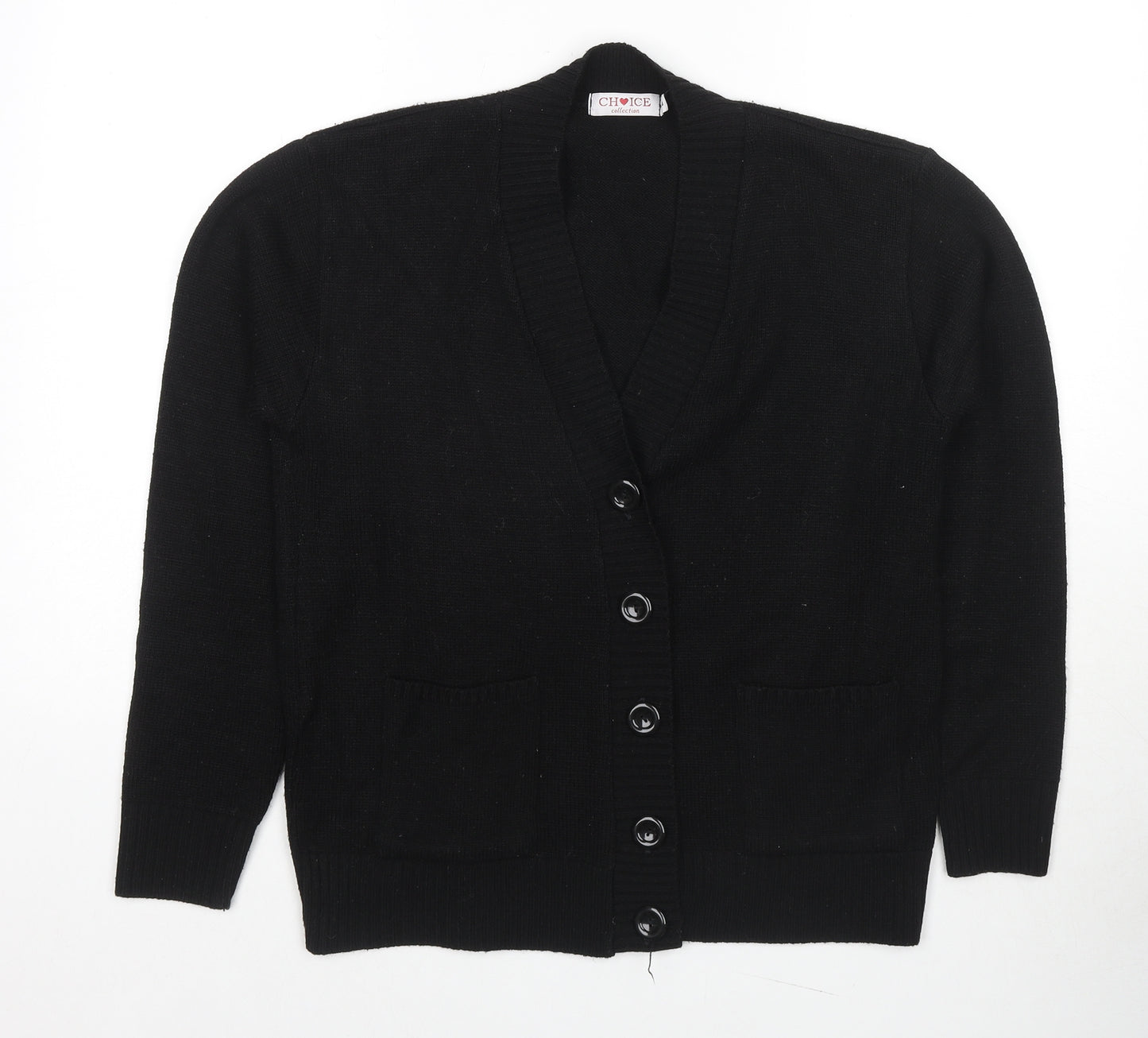 Choice Womens Black V-Neck Acrylic Cardigan Jumper Size L
