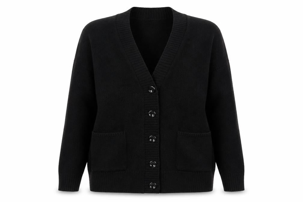 Choice Womens Black V-Neck Acrylic Cardigan Jumper Size L